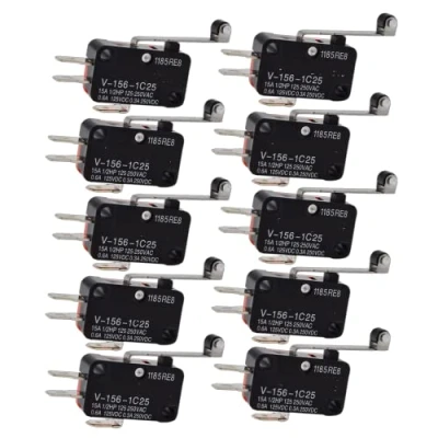 Imagen de Fasizi 10 microinterruptores V 156 1C25 con rodillo de bisagra largo, acción instantánea SPDT Snap para Arduino