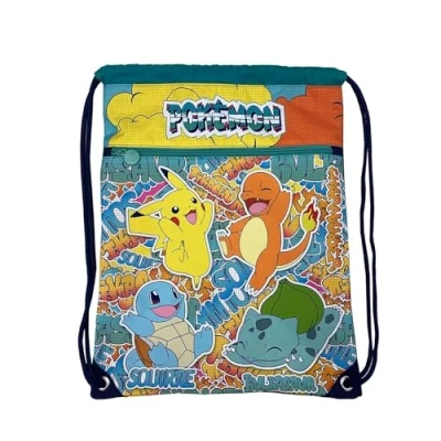 Imagen de CyP Brands Pokémon Mochila, Saco, Bolsa con cuerdas, Urban Colors, Multicolor, Pikachu, Charmander, Squirtle, Bulbasaur, Producto Oficial