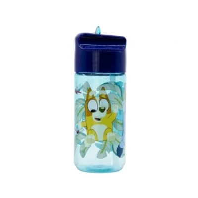 Imagen de My sweety pop Botella para niño Bluey de plástico, niños, guardería, guarderías, escuelas, vacaciones, comidas, 18 cm, 430 ml, hidratación, idea regalo, sin BPA