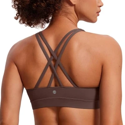 Imagen de CRZ Yoga Sujetador Deportivo Cruzados Almohadillas Extraíbles para Mujer Gris Pardo XL