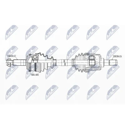 Imagen de NTY NPW KA 344 Árbol de transmisión Eje delantero, izquierda Caja cambios manual, 6 marchas, manual