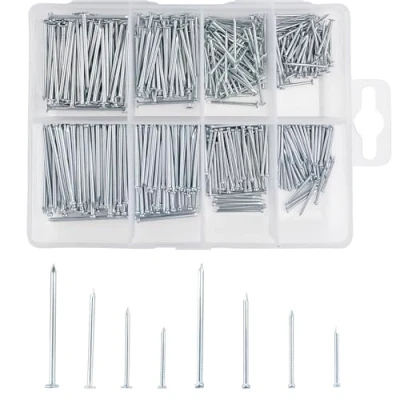 Imagen de Eckerdromk 560 Pcs Clavos para Madera, 6 Tamaño Surtido Clavo pared de Hormigón Galvanizados Cabeza Redonda, Hardware Cemento Acero, Uso Universal en Interiores y Exteriores