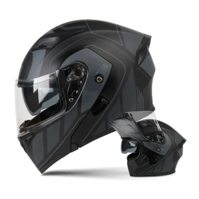 Imagen de Casco Moto Modular ECE/Dot Homologado de Integral Scooter para Mujer Hombre Adultos con Doble Visera 3,XXL