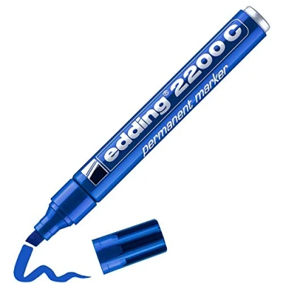 Imagen de edding 2000 C marcador permanente azul 1 rotulador punta redonda 1,5 3mm indeleble de secado rápido resistente al agua y a los borrones cartón, plástico, madera, metal, tela universal