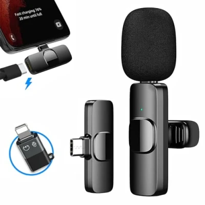Imagen de Microfono Inalambrico para iPhone/iOS/Android, Micrófono Lavalier Inalámbrico, Solapa Móvil Portátil, Bluetooth Youtube, Facebook, TIK Tok Video y transmisión en Vivo