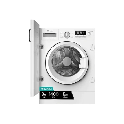 Imagen de Lavadora secadora integrable Hisense WD3M841BWIES , 8 kg /6 kg, 19 programas, Lavado Secado 1h, Inverter, Blanco