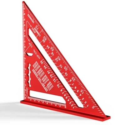 Imagen de Newaner 180 mm Escuadra carpintero, Regla Triangular Métrica de Aluminio, Triángulo Carpintería Engrosado 45 90 Grados, Herramientas Carpintero para Medir, Marcar, Cortar (rojo)