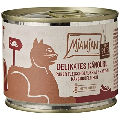 Imagen de MjAMjAM comida húmeda premium para gatos puro placer de la carne delicioso canguro puro, paquete 6 (6 x 200 g), sin cereales con extra