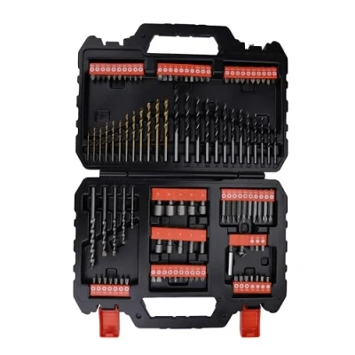 Imagen de BLACK+DECKER Juego de 109 Piezas para Atornillar y Taladrar con Brocas Titanio, Incluye Metal, Mampostería Madera, Maletín Fácil Transporte A7200 XJ