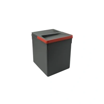 Imagen de EMUCA Contenedor para cajón de cocina con tapa anti olores, H 266 mm (1 x 15 L), Plástico gris antracita