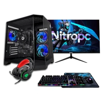 Imagen de NitroPC Pack Bronze Plus PC Gaming Completo (AMD Ryzen 5 5600GT 6/12 4.6GHz, RX Vega 7, RAM 16GB, M.2 1TB, Windows 11, RGB WiFi, Monitor 24&quot;, Teclado, ratón, Auriculares) sobremesa