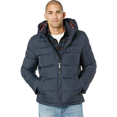 Imagen de Tommy Hilfiger Chaqueta acolchada con capucha para hombre, midnight, X Large