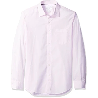 Imagen de Amazon Essentials Camisa de Popelín Manga Larga y Ajuste Entallado Hombre, Rosa, S