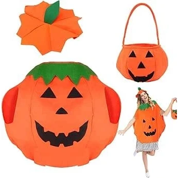 Imagen de YKKJONLY Disfraz de Calabaza，Disfraz Calabaza Halloween，Calabaza Halloween con ropa fiesta.