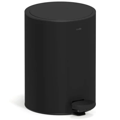 Imagen de stardis Cubo de basura con pedal (3 L, acero inoxidable, cierre suave, silencioso), color negro
