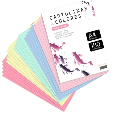 Imagen de Cartulina de Colores, A4 Colores Surtidos Pastel, Folios 180gr Manualidades, Imprimir tus Documentos y Diseños Creativos, · m office (x10, Surtido Pastel)