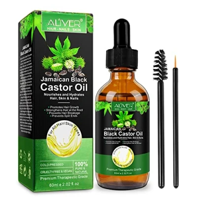 Imagen de Aceite de Ricino Puro 60 ML Castor Oil Prensado en Frío Estimula el Crecimiento del Cabello, Pestañas y Cejas, Barba, Uñas, Cuerpo Rostro Vegano Cruelty Free