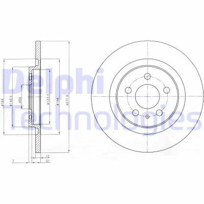 Imagen de DELPHI BG3741 Disco de freno 272 12 5 macizo aceitado sin procesar cojinete rueda, anillo sensor ABS PEUGEOT: 807, CITROËN: C8