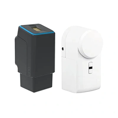 Imagen de EKEY UNO 200024 Lector de huellas con batería recargable y eqiva BLUETOOTH® Smart Accionamiento cerradura, Set reequipamiento para todas las puertas usuales, negro
