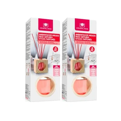 Imagen de CRISTALINAS. Ambientador MIKADO. Cubo de Madera con varillas ratán. 0% alcohol Mas 4 semanas duración. 30ml. Aroma FRUTOS ROJOS. (Pack 2)