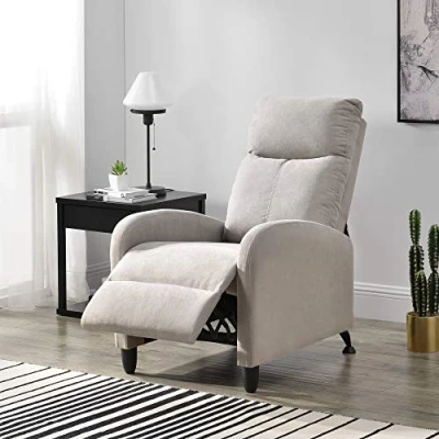 Imagen de [en.casa] Sillón Relax Elegante Butaca Reclinable 102x60x92 cm Asiento cómodo Poliéster Marrón