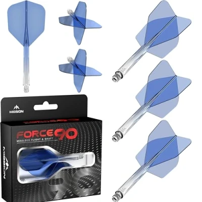 Imagen de Mission Darts Force 90 Sistema integrado de vuelo y eje dardos moldeado precisión, paquete 3 plumas tallos combinados profesionales altamente duraderos Estándar n.º 6