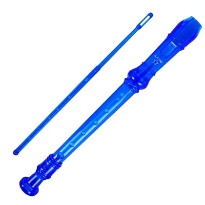 Imagen de A Star Soprano/Descant School Recorder Instrumento, digitación inglesa/barroca Clave de C con tabla aprendizaje, bolsa, varilla limpieza Azul