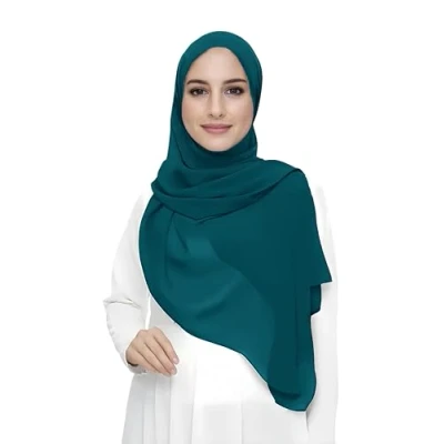 Imagen de Lina &amp; Lily Hijab para Mujer Musulmana, Tela Premium Chifón Ligero y Fluido (Verde Azulado)