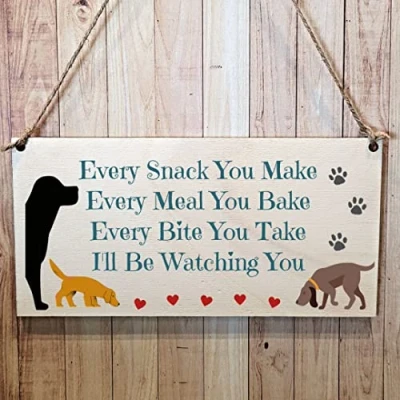 Imagen de Second Ave Funny Dog Snack Placa rectangular para colgar en el hogar, diseño de perro