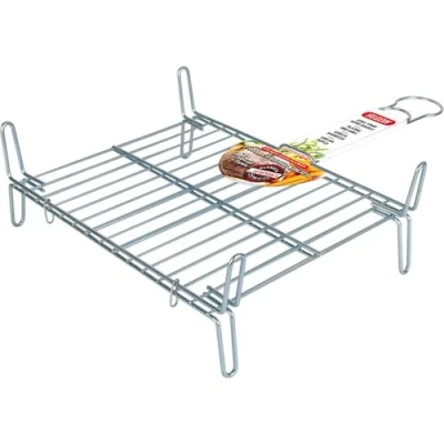 Imagen de Algon Parrilla Barbacoa 30x35 Acero Inoxidable Zincado Gris Metalizado con Cierre de Seguridad Ideal para Asar Carnes y Verduras Resistente Duradera Exterior