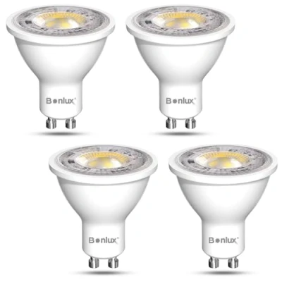 Imagen de Bonlux GU10 LED 12V Spotlight Blanco Cálido 3000K MR16 Lámpara LED, 7W Reemplaza 65W Halógena, AC Bombilla Spotlight, 38beam ángulo Reflector Lámparas, No regulable, 4pcs.