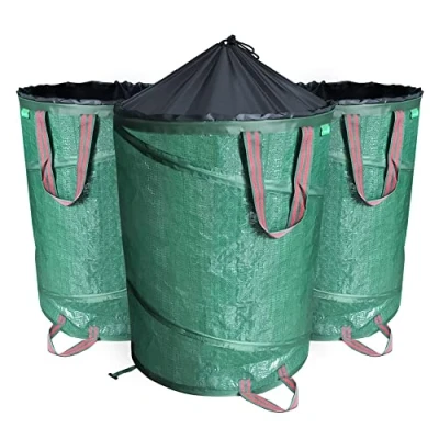 Imagen de VOUNOT 3 x Sacos Basura 170L Bolsas de Jardín Pop Up, Bolsa Residuos con Asas, Plegables y Reutilizables