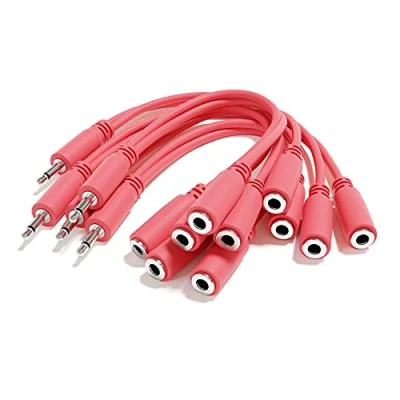 Imagen de ExcelValley 5 Pack Cables Patch Mono Divisor Y TS 3,5mm 1/8&quot; Eurorack Sintetizador [Durazno]