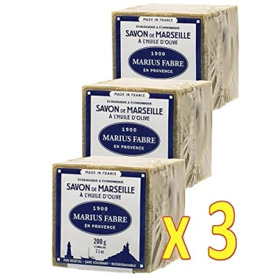 Imagen de Marius Fabre JABON de Marsella con Aceite Oliva, 200 gr Pack 3 Cub