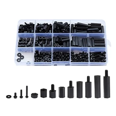 Imagen de Litorange 320PCS M3 Macho Hembra Nylon Hex Spacer Separador Tornillo Tuerca Roscada Pilar PCB Placa base Surtido Kit (negro)
