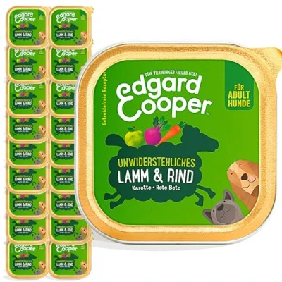Imagen de Edgard &amp; Cooper Comida húmeda para Perros (Cordero y Vacuno, 150 g x 11), sin Cereales, Ingredientes Naturales Carne Fresca, Llena de aminoácidos Esenciales