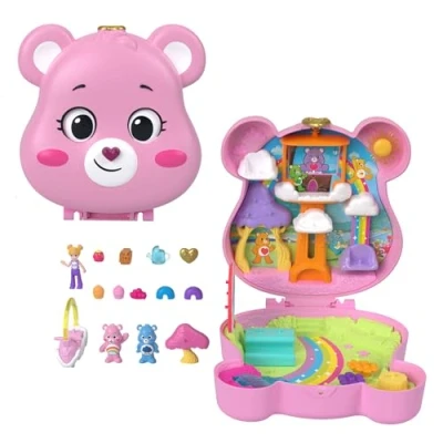 Imagen de Polly Pocket y los Osos amorosos Conjunto de juego, juguete viaje con muñecas, coche accesorios temáticos, estuche colaboración, JCC14