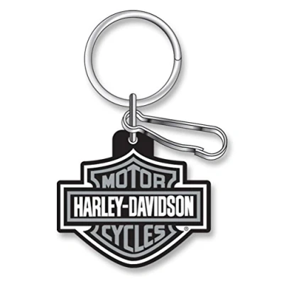 Imagen de Harley Davidson Classic Bar &amp; Shield Key Chain with Ring Clip, Gray 4496