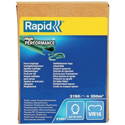 Imagen de Rapid VR16 Grapas Galvanizadas para Cercas y Vallas reforzadas con PET Verde, Aptas Vallados de 2 8mm, Ideal Jaulas Cercados, 3190 Unidades, Caja (40108809)