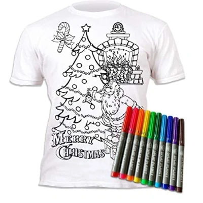 Imagen de Splat Planet Camiseta de Papá Noel con 6 bolígrafos mágicos lavables no tóxicos, para colorear y lavar