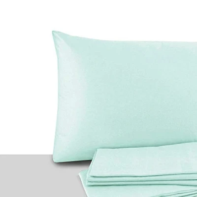 Imagen de GDN Funda Almohada en Algodón Juego de 2 Fundas 40x70 Made in Italy, Color Agua Hipoalergénicas Cojines