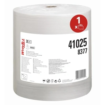 Imagen de WypAll Paños de Limpieza 8377, 1 Capa, Fuerte y Resistente, Rollo x 475 Blancos