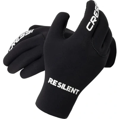 Imagen de Cressi Black Gloves Resilient Guantes de Neopreno 3mm para apnea y Buceo, Adultos Unisex, Negro, S