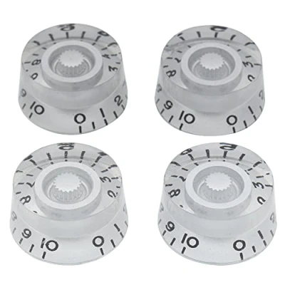 Imagen de Musiclily Métrica 6mm Botones de Potenciómetros Guitarra Speed Knobs Perillas Control para Eléctrica Epiphone Les Paul, Cromado con Numero Negro(4 Piezas)