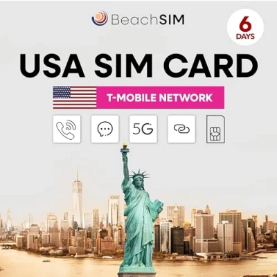 Imagen de beachSIM T Mobile USA SIM ilimitada de datos, telefonía y SMS (Estados Unidos 6 días)