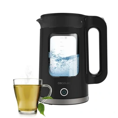 Imagen de Cecotec Hervidor de Agua Eléctrico 1,7L Thermosense 330 Glassy. 2200W, Cuerpo Vidrio Borosilicato, Filtro Antical, Base 360º, Recipiente sin Cables, Indicador Luminoso