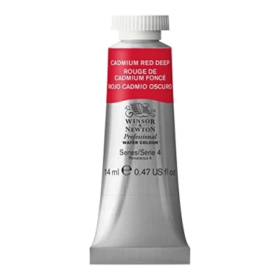 Imagen de Winsor &amp; Newton Acuarela Profesional Pintura de Acuarela, Alta Luminosidad, Resistente a la Luz, Calidad Archivo, Tubo 14 ML, Color Rojo Cadmio Oscuro