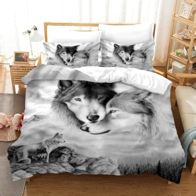 Imagen de MercrI Fundas Nórdicas con Funda De Almohada 40X75Cm 155X220Cm Lobo Animales Nórdica 155X220 Nordicas Cama 105 Microfibra Cómoda