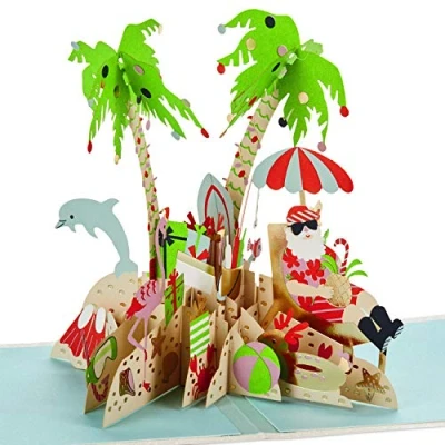 Imagen de Hallmark Signature Paper Wonder Pop Up Tarjeta de Navidad (Papá Noel tropical)