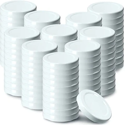 Imagen de KADAX tapa de rosca para tarros, metal 33 mm, repuesto tarros conservas, tapas cristal, botellas y (100 unidades, blanco)
